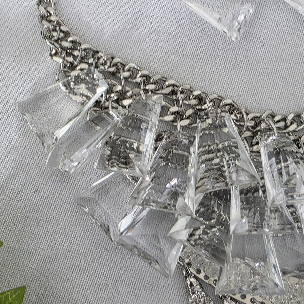 Large Statement Silver Boho Ethnic Bib Necklace A… - image 3